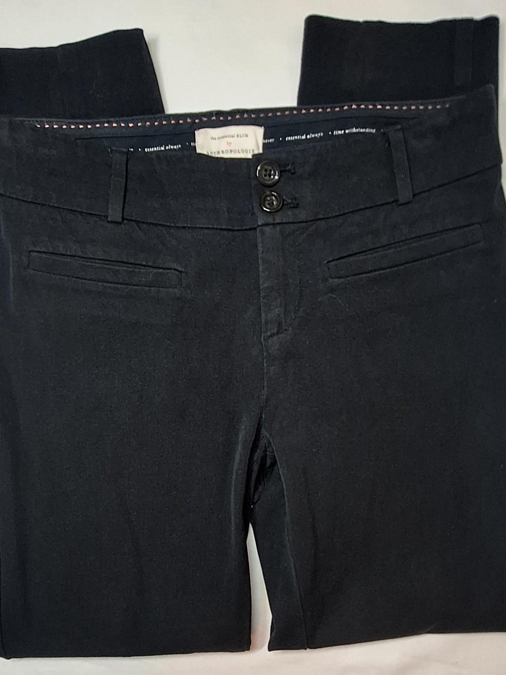 Anthropologie The Essential Slim Crop Black Pants Stretch Size 0